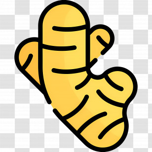 Turmeric - Ginger Root Illustration In Yellow Icon Style Transparent PNG