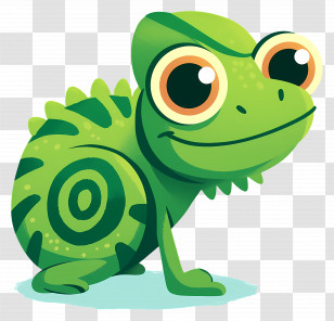 Pascal - Green Cartoon Chameleon Smiling Transparent PNG