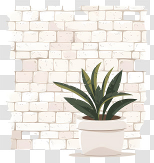 Brick Wall - Potted Plant With Brick Wall Background Transparent PNG