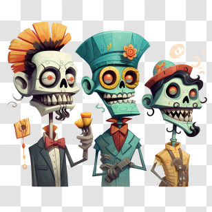 Day Of The Dead - Festive Skeletons For Day Of The Dead Transparent PNG