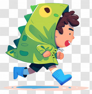 Cartoon Boy - Child In Dinosaur Raincoat Transparent PNG