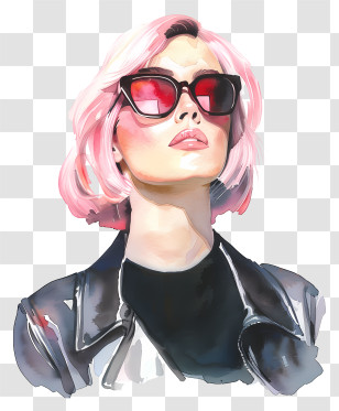 Katy Perry - Stylish Woman With Pink Hair And Sunglasses Transparent PNG