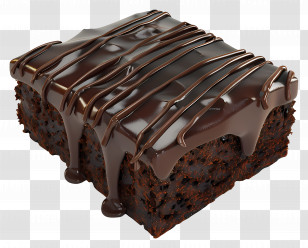 Chocolate Brownie - Delicious Chocolate Brownie With Glossy Glaze Transparent PNG