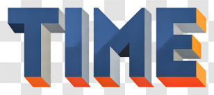 Time - Blue 3D TIME Text Logo Transparent PNG