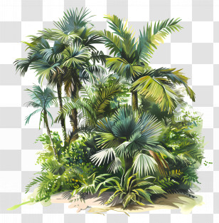 Lush Vegetation - Lush Tropical Rainforest Illustration Transparent PNG