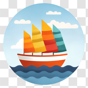 Boat Icon - Colorful Sailing Boat Transparent PNG