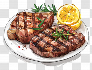 Grilled Steak - Grilled Steaks With Lemon And Rosemary Transparent PNG
