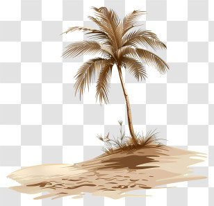 Summer Vacation - Palm Tree On Sandy Beach Illustration Transparent PNG