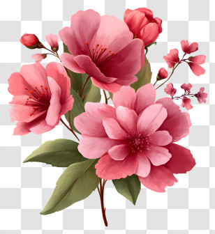 Pink Flowers Art - Pink Flowers Bouquet Illustration Transparent PNG