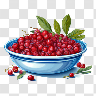 Red Cranberries Bowl
 - Blue Bowl Filled With Fresh Red Cranberries Transparent PNG