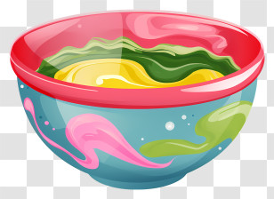 Bowl Of Paint - Colorful Swirl Soup In Blue Bowl Transparent PNG