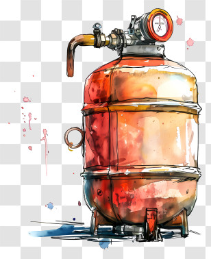 Gas Cylinder - Water Tank With Pressure Gauge Transparent PNG