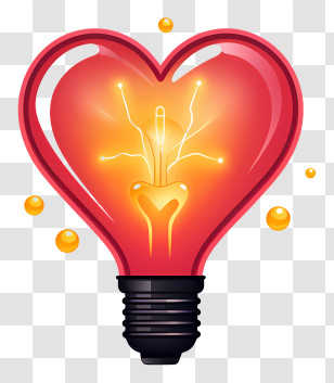 Light Bulb With Heart - Shining Red Heart Light Bulb Illustration Transparent PNG