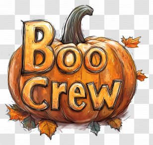 Boo Crew - Pumpkin With Boo Crew Text For Halloween Transparent PNG