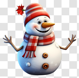 Cartoon Character - Happy Snowman With Scarf And Hat For Christmas Transparent PNG