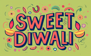 Diwali - Sweet Diwali Festival Greeting With Decorative Elements Transparent PNG