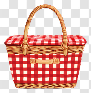 Picnic Basket - Classic Red Checkered Picnic Basket Transparent PNG