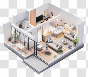 Apartment - Modern House Interior Layout With Furniture Transparent PNG