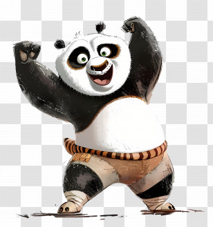 Kung Fu Panda - Happy Cartoon Panda Illustration Transparent PNG