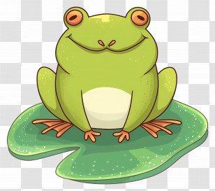 Frog On Lily Pad - Green Frog Illustration Transparent PNG