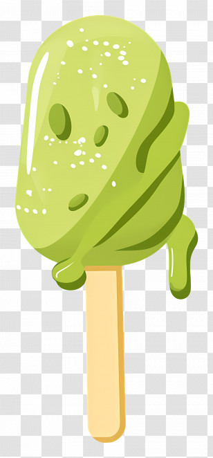 Matcha Ice Cream - Green Popsicle With Dripping Ice Cream Transparent PNG