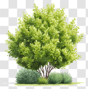 Watercolor Bush - Lush Green Tree And Bushes Illustration Transparent PNG