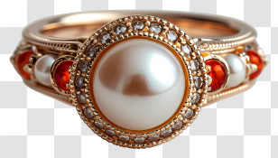 Pearl Ring - Elegant Pearl And Gemstone Ring Transparent PNG