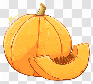 Melon - Fresh Orange Pumpkin Slice Transparent PNG