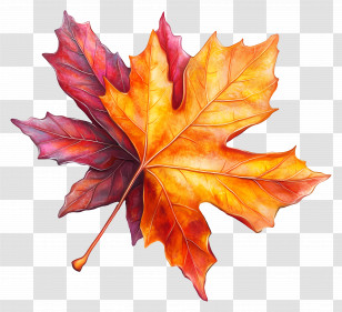 September Equinox - Colorful Autumn Leaf Transparent PNG