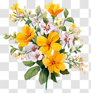 Flowers Corner Yellow - Beautiful Bouquet Of Yellow And White Flowers Transparent PNG