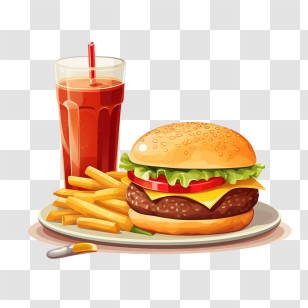 French Fries
 - Delicious Burger, Fries, And Soda Combo Transparent PNG