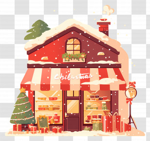 Christmas Gift Shop - Cute Christmas Shop With Festive Decorations Transparent PNG