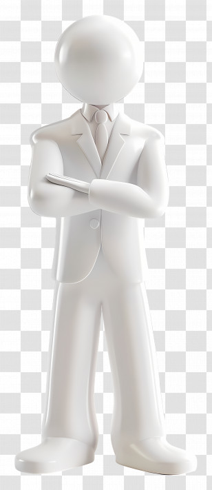 White Figure - 3D White Abstract Figure In Formal Suit Transparent PNG