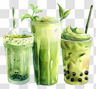 Matcha Drink - Refreshing Green Matcha Drinks Transparent PNG