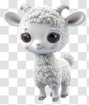 Goat - Cute Cartoon Lamb With Fluffy Wool Transparent PNG