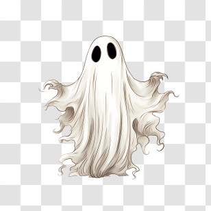 Halloween Ghost - Cute Cartoon Ghost With White Sheet Design Transparent PNG