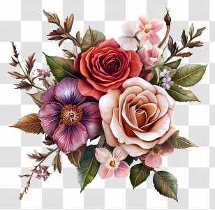 Wedding Flowers - Lush Floral Bouquet Illustration Transparent PNG
