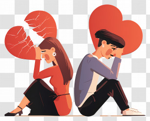 Couple Divorce - Sad Couple With Broken Heart Transparent PNG