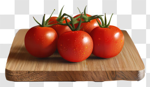 Cherry Tomato - Fresh Red Tomatoes On Wooden Board Transparent PNG