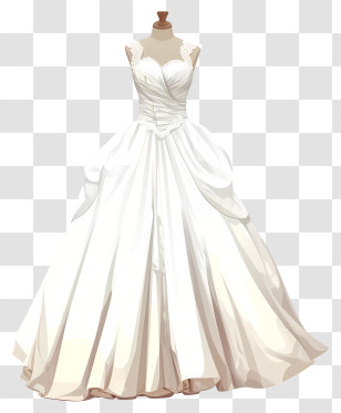 Flat Bride Dress - Elegant White Wedding Dress Transparent PNG