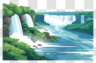 Niagara Falls - Beautiful Waterfall Scene In Lush Greenery Transparent PNG