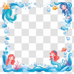Page Border - Mermaid And Ocean Themed Frame Transparent PNG