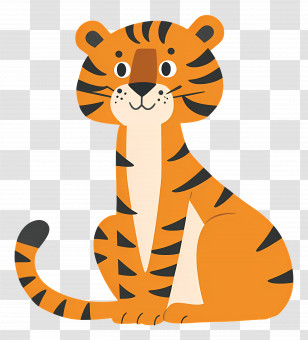 Tiger - Cuddly Cartoon Tiger Illustration Transparent PNG