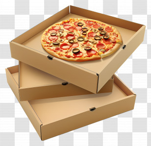 Pizza Box - Pizza Box With Fresh Pepperoni Pizza Transparent PNG