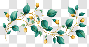 Gold And Emerald Vine - Green And Yellow Vine Decoration Transparent PNG