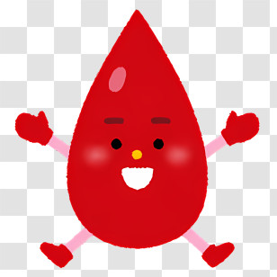Icon - Happy Blood Drop Character Transparent PNG