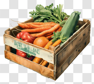 Vegetable Box - Wooden Crate Filled With Fresh Vegetables Transparent PNG