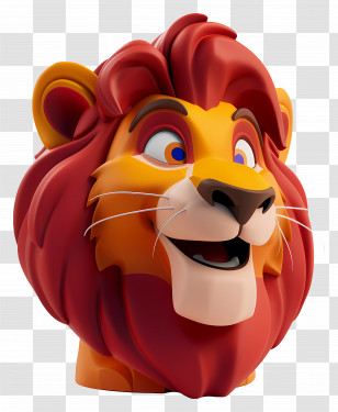 Lion Face - Smiling Cartoon Lion Head Illustration Transparent PNG