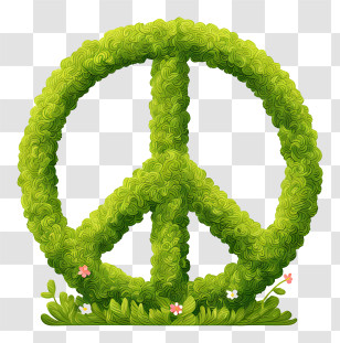 Mossy Peace Symbol - Green Peace Symbol With Nature Transparent PNG
