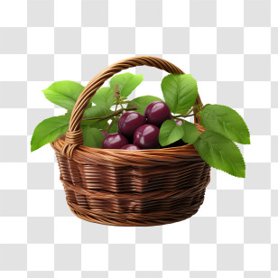 Plum - Basket Of Fresh Cherries Illustration Transparent PNG